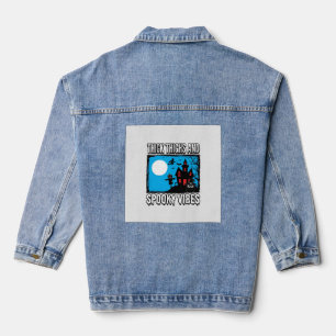 Thick Thighs Spooky Vibes Halloween Shirt Design_1 Denim Jacket