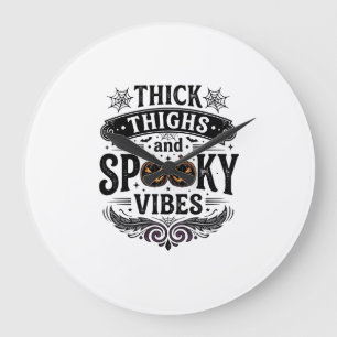 Thick Thighs Spooky Vibes Halloween Shirt Design_1 Large Clock