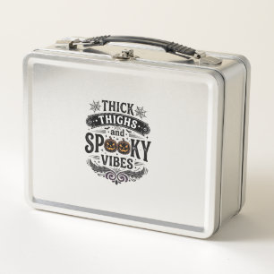 Thick Thighs Spooky Vibes Halloween Shirt Design_1 Metal Lunch Box