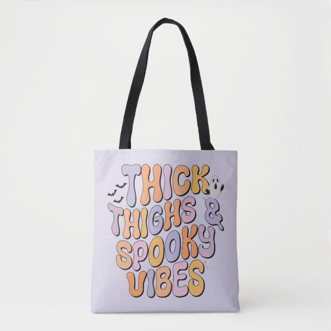 Thick Thighs & Spooky Vibes Tote Bag (Front)