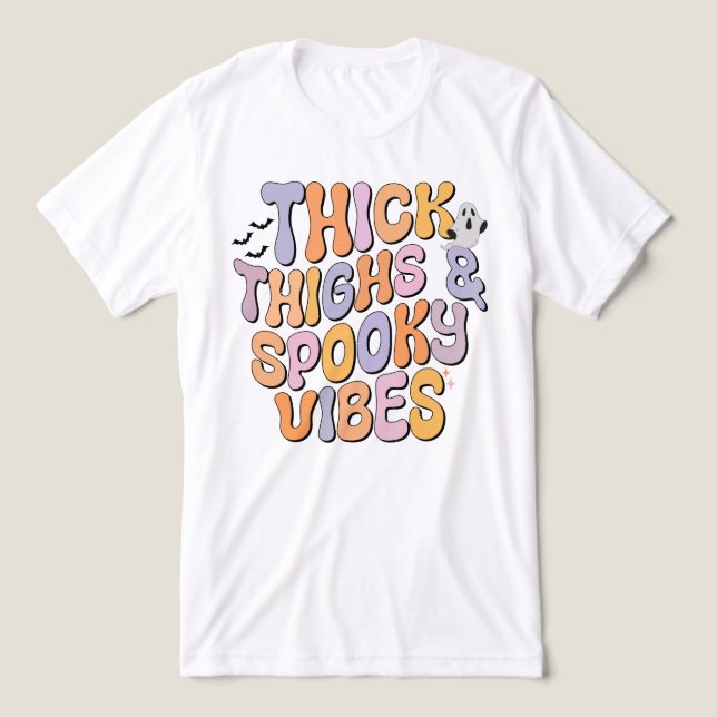 Thick Thighs & Spooky Vibes Tri-Blend Shirt (Design Front)
