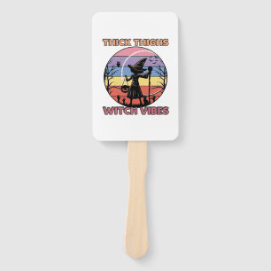 Thick Thighs Witch Vibes Halloween Pumpkin Silhoue Hand Fan