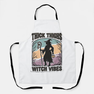 Thick Thighs Witch Vibes Vintage Halloween Tee_1 Apron