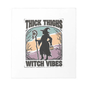 Thick Thighs Witch Vibes Vintage Halloween Tee_1 Notepad