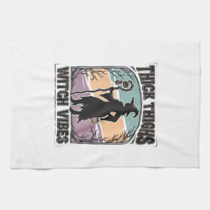Thick Thighs Witch Vibes Vintage Halloween Tee_1 Tea Towel