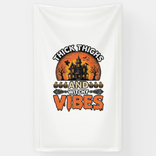 Thick Thighs Witchy Vibes Halloween Shirt Design_1 Banner