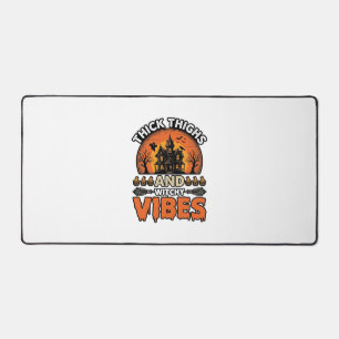 Thick Thighs Witchy Vibes Halloween Shirt Design_1 Desk Mat