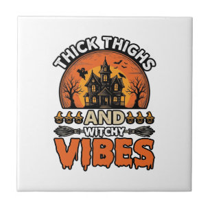 Thick Thighs Witchy Vibes Halloween Shirt Design_1 Tile