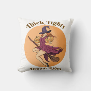 Thick Tights Broom Rides Ghost Halloween Groovy Cushion