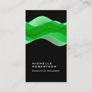 Thick vertical elegant modern plain green black business card