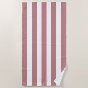 Thick Vertical Stripes Dusty Rose Name Striped  Beach Towel