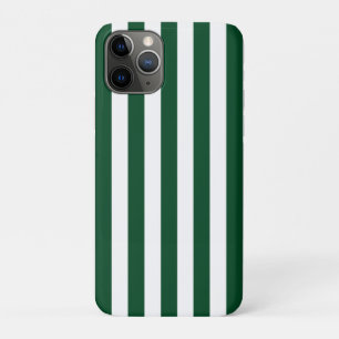 Thick Vertical Stripes Forest Green White Striped  iPhone 11 Pro Case