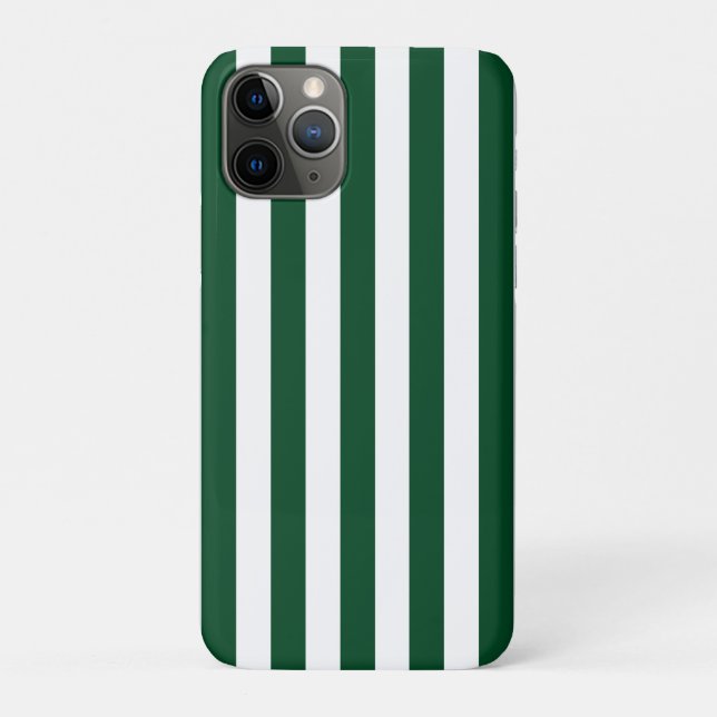 Thick Vertical Stripes Forest Green White Striped  Case-Mate iPhone Case (Back)