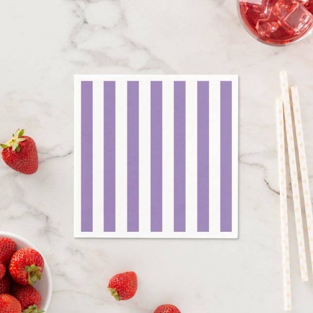 Thick Vertical Stripes Striped Lavender     Napkin (Insitu)