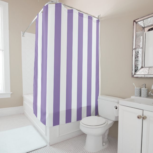 Thick Vertical Stripes Striped Lavender   Shower Curtain (In Situ)