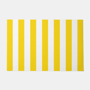 Thick Vertical Stripes Yellow And White Striped Doormat