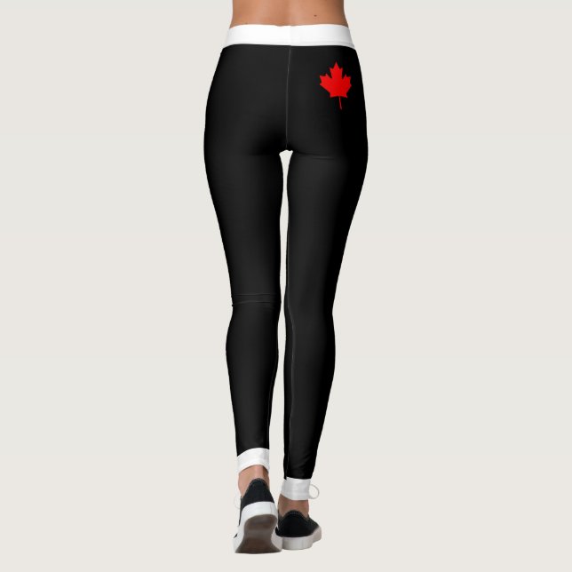 Thick Waistband with Red Maple Leaf on Back Side Leggings (Back)