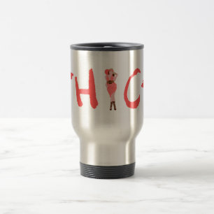 Thick Woman in a Polka Dot Dress Travel Mug