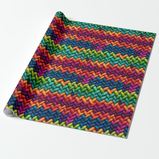Thick wool colourful pattern wrapping paper (Unrolled)