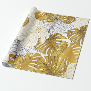 Thickets from a monstera plant. Image of golden an Wrapping Paper