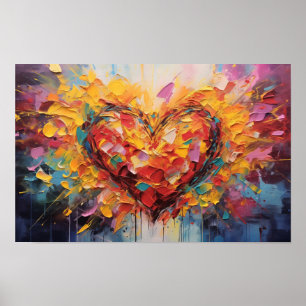 Thickly-painted heart with drips poster