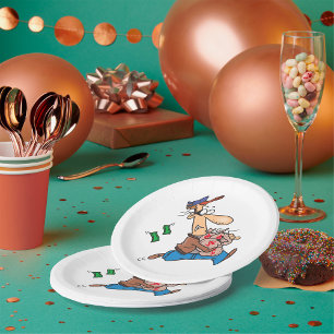 Thief Stealing Money Paper Plate