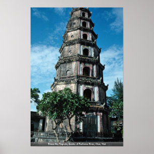 Thien Mu Pagoda, banks of Perfume River, Hue, Viet Poster