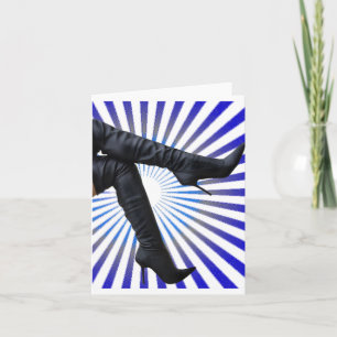 Thigh High Boot Art (blue star burst) Card