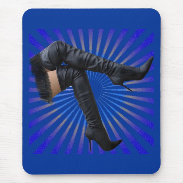 Thigh High Boot Art (blue star burst) Mouse Mat (Front)