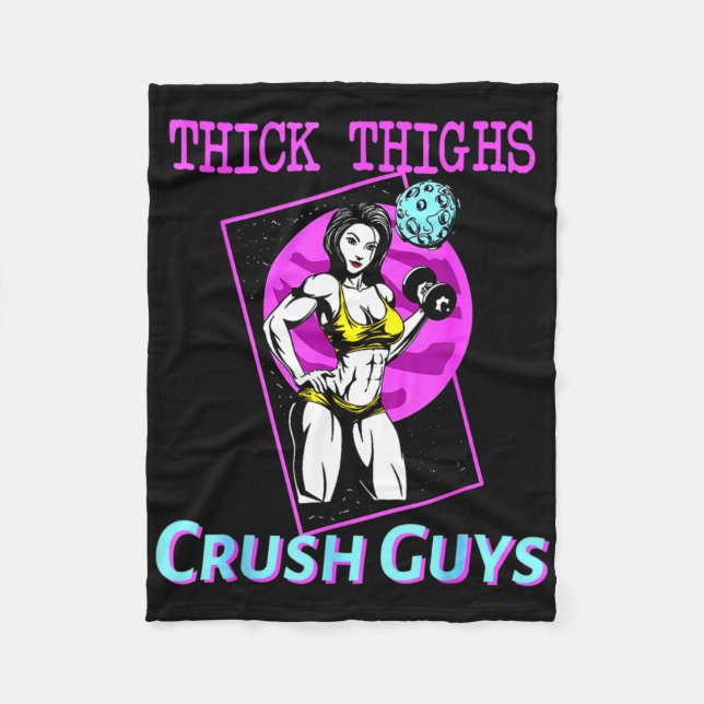 Thiick Thighs Crush Guys Weightlifting Bodybuildin Fleece Blanket (Front)