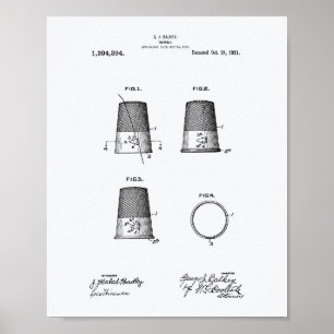 Thimble 1921 Patent Art White Paper Poster