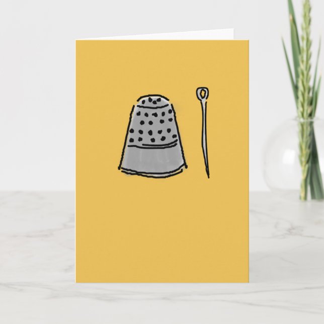 Thimble and Needle Greeting Card (Front)