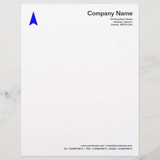 Thin Arrow - Blue Customised Letterhead (Front)