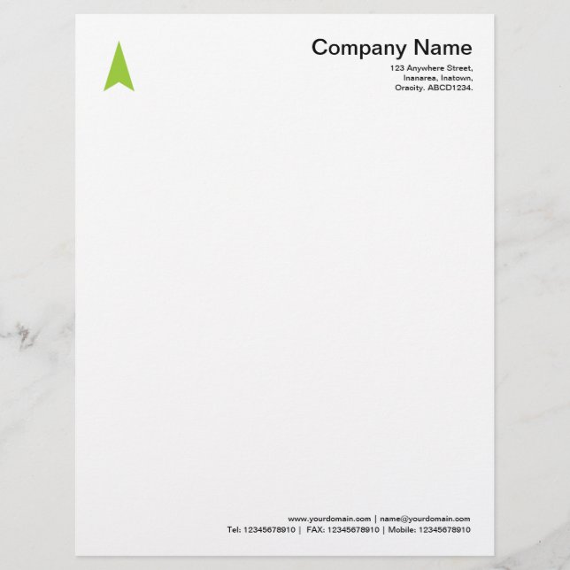 Thin Arrow - Martian Green Custom Letterhead (Front)