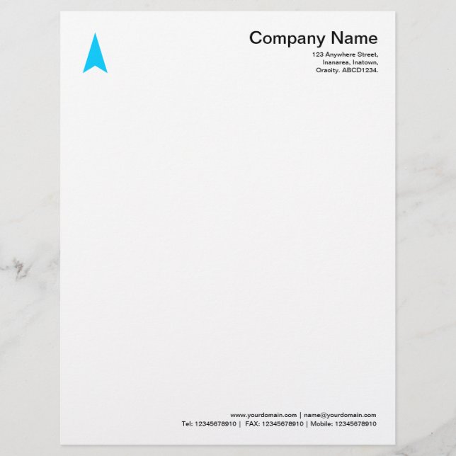 Thin Arrow - Sky Blue Letterhead Template (Front)