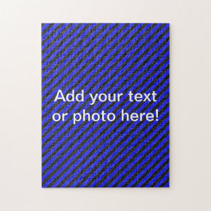 Thin Black and Blue Diagonal Stripes Jigsaw Puzzle