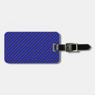 Thin Black and Blue Diagonal Stripes Luggage Tag