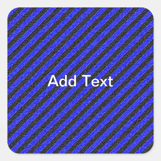 Thin Black and Blue Diagonal Stripes Square Sticker (Front)