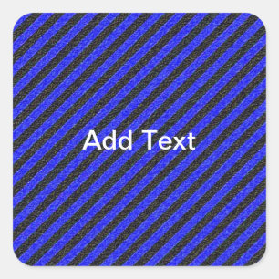 Thin Black and Blue Diagonal Stripes Square Sticker