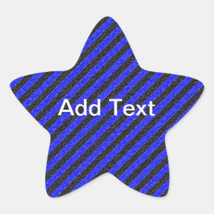 Thin Black and Blue Diagonal Stripes Star Sticker