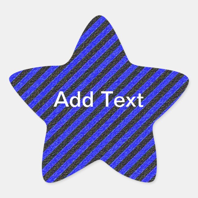 Thin Black and Blue Diagonal Stripes Star Sticker (Front)