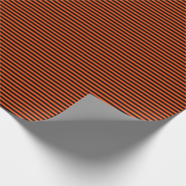 Thin Black and Bright Orange Stripes Wrapping Paper (Corner)