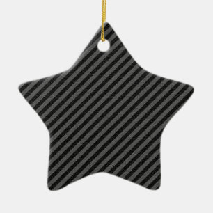 Thin Black and Grey Diagonal Stripes Ceramic Tree Decoration