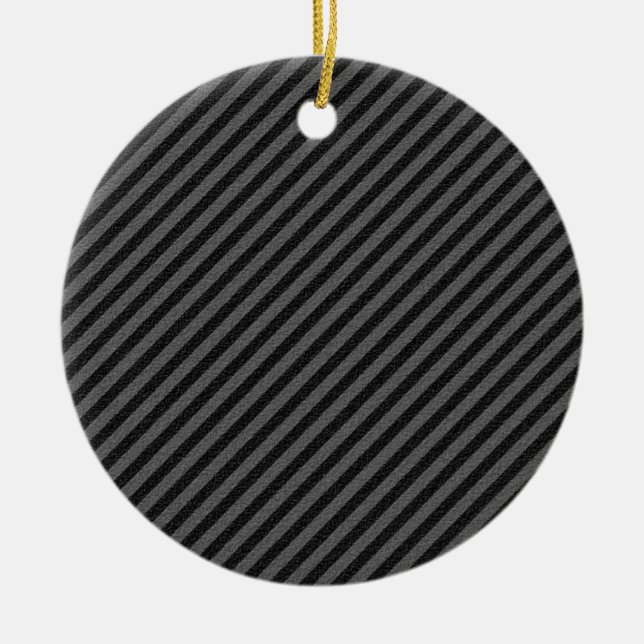 Thin Black and Grey Diagonal Stripes Ceramic Tree Decoration (Front)