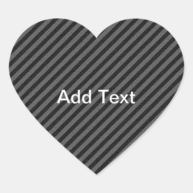 Thin Black and Grey Diagonal Stripes Heart Sticker (Front)