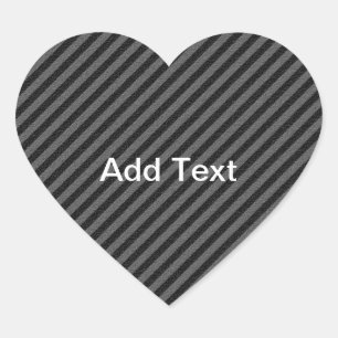 Thin Black and Grey Diagonal Stripes Heart Sticker