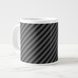 Thin Black and Grey Diagonal Stripes Large Coffee Mug