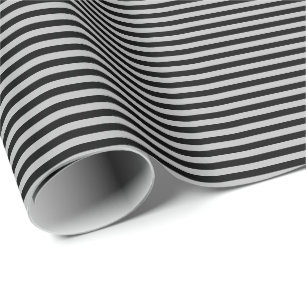 Thin Black and Grey Stripes Wrapping Paper