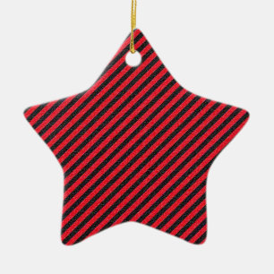 Thin Black and Red Diagonal Stripes Ceramic Tree Decoration