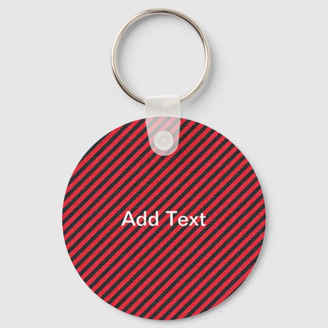 Thin Black and Red Diagonal Stripes Key Ring (Front)